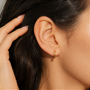 Brinco Argola Meia Cana Pequena Ouro 18k