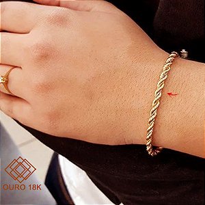 Pulseira Cabo de Aço Três Tons de Ouro 18k