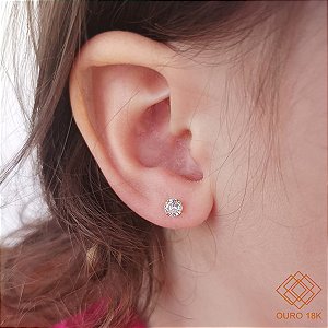 Brinco Ponto de Luz Ouro 18k Zircônia