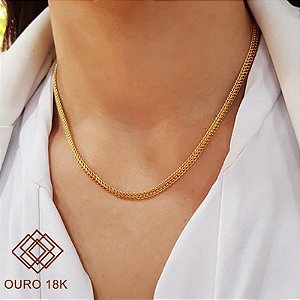 Gargantilha Malha Lacraia Ouro 18k 45CM