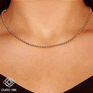 Cordão Elo Português Oco Ouro 18k - 45cm