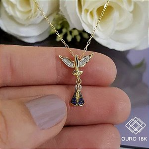 Gargantilha Nossa Senhora com Espírito Santo Zircônias