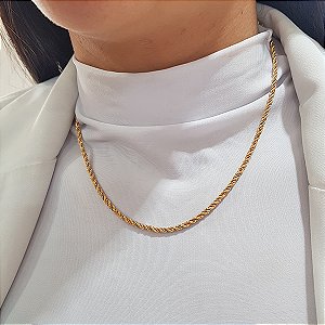 Cordão Cabo de Aço 3 Cores Ouro 18k - 45cm