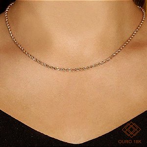 Cordão Cabo de Aço 3 Cores Ouro 18k - 45cm