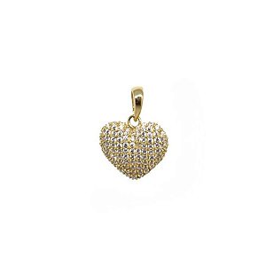 Pingente Coração Ouro 18k Zircônias