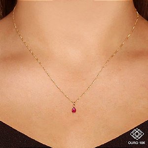 Gargantilha Gota Ouro 18k Zircônia