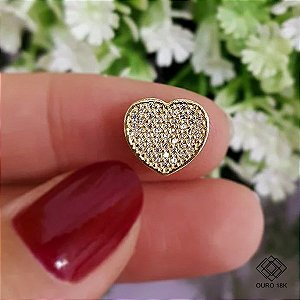 Pingente Coração Ouro 18k Zircônias