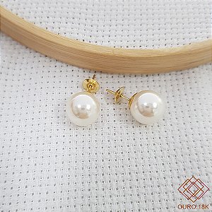 Brinco Pérolas Sintéticas Ouro 18k