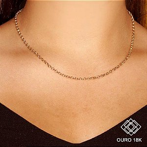 Cordão Elo Português Oco Ouro 18k - 45cm