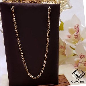 Cordão Elo Português Oco Ouro 18k - 45cm