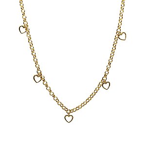 Gargantilha Choker Corações Ouro 18k