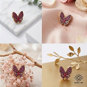 Pingente Borboleta Ouro 18k Zircônias