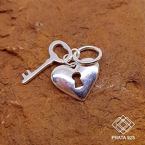 Pingente Coração com Chave Prata 925