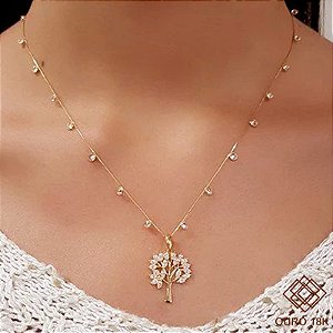 Kit Cordão Ouro 18k + Pingente Árvore da Vida Ouro 18k