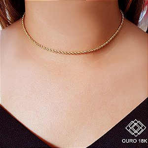 Cordão Cabo de Aço Ouro 18k - 40cm