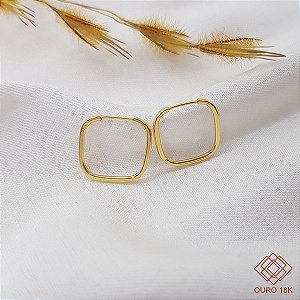 Brinco Argola Quadrada Pequena Ouro 18k