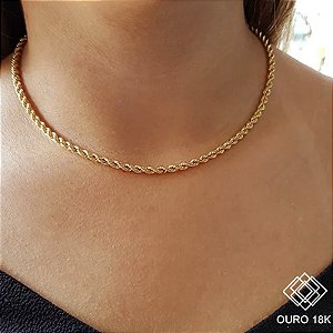Cordão Cabo de Aço Ouro 18k - 45cm