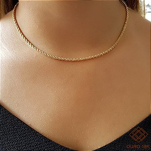 Cordão Cabo de Aço Ouro 18k - 45cm