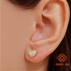 Brinco Coração Ouro 18k