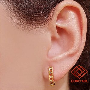 Brinco Meia Argola Ouro 18k Diamante Laboratório 10pts