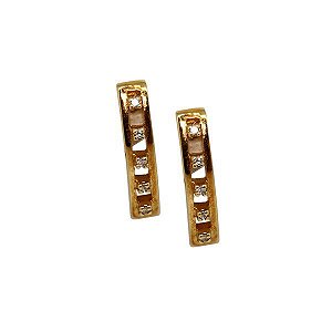 Brinco Meia Argola Ouro 18k Brilhante Moissanite 10pts