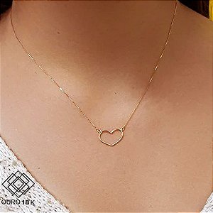 Gargantilha Coração Ouro 18k