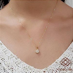 Gargantilha Chuveiro Ouro 18k Zircônias