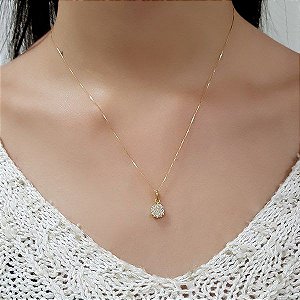Gargantilha Chuveiro Ouro 18k Zircônias