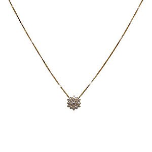 Gargantilha Chuveiro Rainha Ouro 18k Moissanite