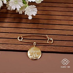 Alfinete com Pingente Agnus Dei Ouro 18k