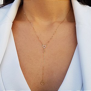 Gargantilha Corações Ouro 18k