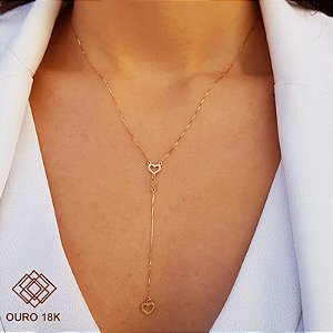 Gargantilha Corações Ouro 18k