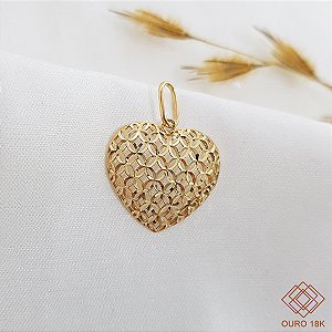 Pingente Coração Diamantado Ouro 18k
