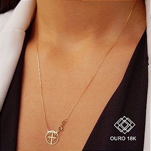 Escapulário São Bento Ouro 18k