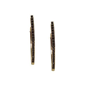 Brinco Argola Ouro 18k Zircônias Negras