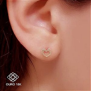 Brinco Coração Ouro 18k