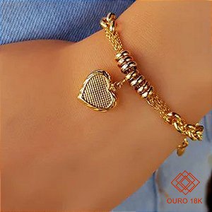 Pulseira Coração Ouro 18k