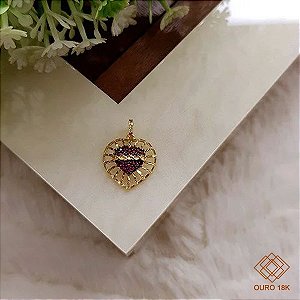 Pingente Coração Ouro 18k Zircônias