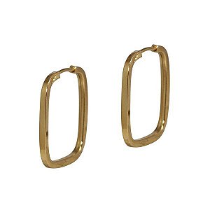 Brinco Argola Quadrada Média Ouro 18k