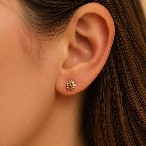 Brinco Ponto de Luz Ouro 18k Zircônia cor Champagne