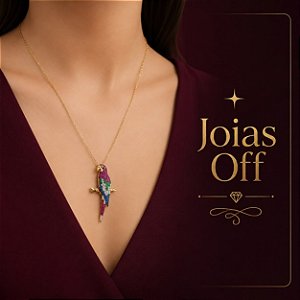 Pingente Arara Ouro 18k Zircônias
