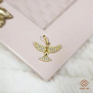 Pingente Espírito Santo Ouro 18k Zircônias