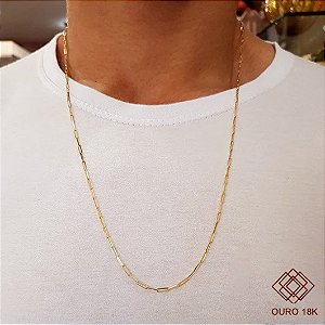 Cordão Cadeado Oco Ouro 18k - 70cm