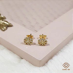 Brinco Chuveiro Ouro 18k Zircônias