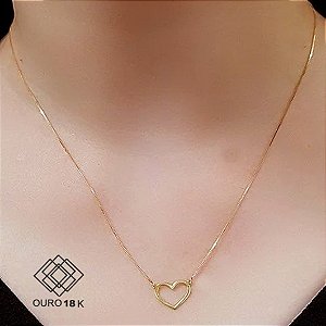 Gargantilha Coração Ouro 18k