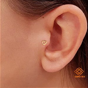 Piercing Tragus Coração Ouro 18k