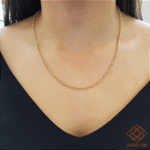 Cordão Elo Português Oco Ouro 18k - 50cm