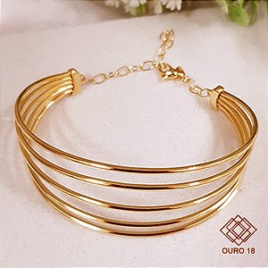 Bracelete Bold 5 Aros Ouro 18k