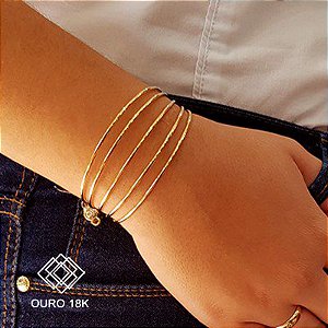 Bracelete Bold 5 Aros Ouro 18k