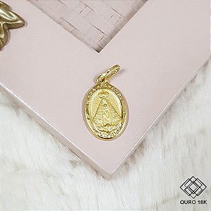 Pingente Medalha Nossa Senhora Aparecida Ouro 18k